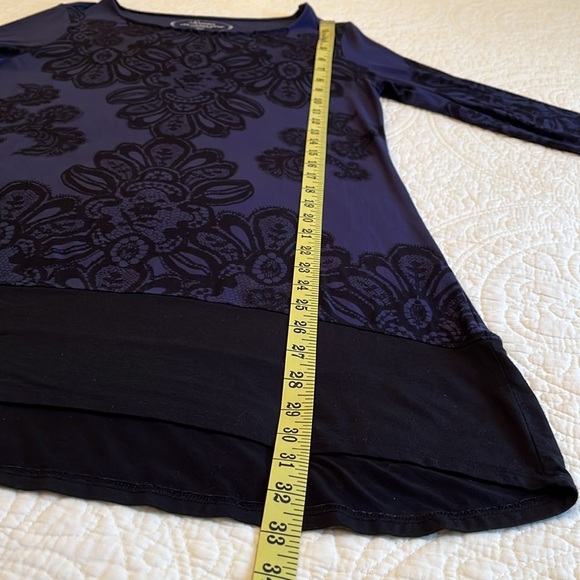 SOMA Sleep Shirt Gown 3/4 Sleeve Small Black Blue Print Soft Lightweight Lounge - Picture 8 of 16